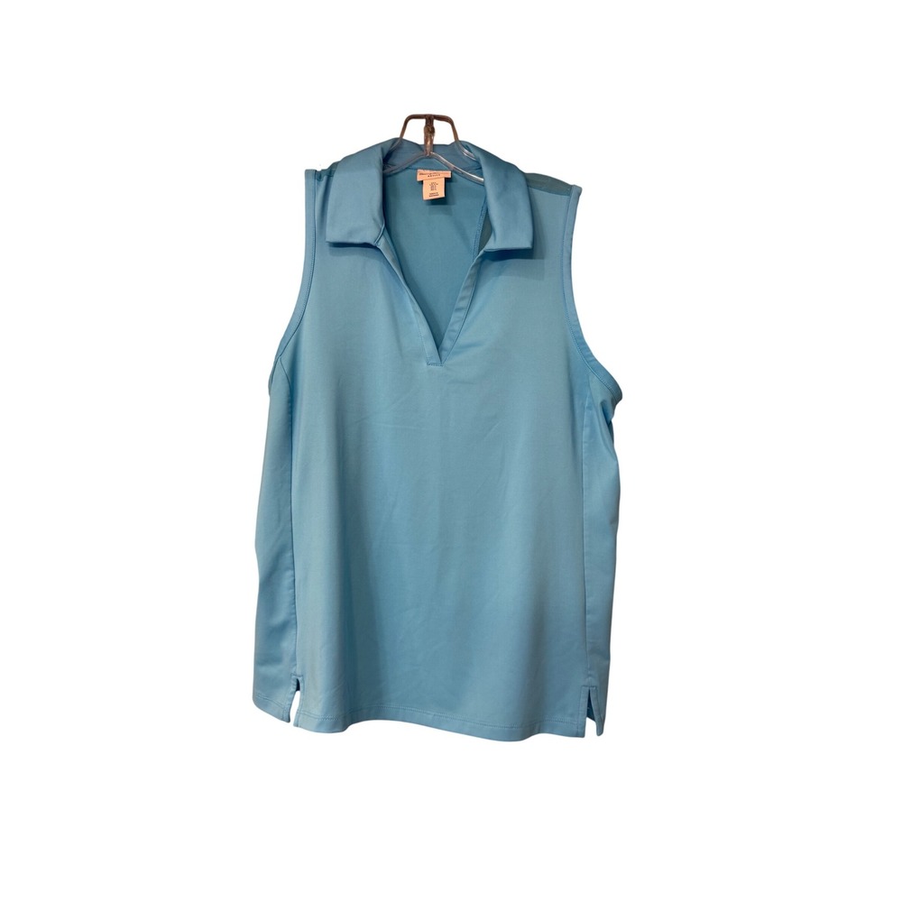 Tommy Bahama Active Womens‎ Blue Sleeveless Collared Golf Top Size L